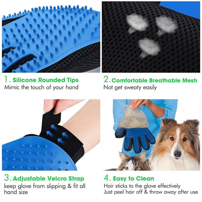 Pet Bath Brush Silicone Glove for Pet Massage Pet Grooming Glove Dogs Cats